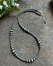 Load image into Gallery viewer, 4mm - 8mm Multi Graduated Sterling Silver Oxidized Pearls Bead Necklace 14 Inch