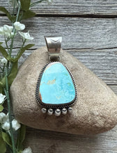 Load image into Gallery viewer, Navajo Sterling Silver Blue Royston Turquoise Pendant. RY Gift