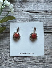 Load image into Gallery viewer, Navajo 925 Sterling Silver Red Spiny Oyster Handmade Earrings