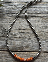 Load image into Gallery viewer, Orange Spiny Oyster 4mm Sterling Silver Pearls Choker Bead Necklace 16 Inch Gift