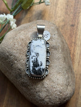 Load image into Gallery viewer, Navajo Native American Sterling Silver White Buffalo Turquoise Pendant D Benally