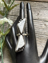 Load image into Gallery viewer, Navajo Sterling Silver White Buffalo Turquoise Adjustable Ring AM
