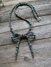 Load image into Gallery viewer, Bow Sterling Silver Multi Graduated Turquoise Pearls Bead Necklace. 24 inch Gift