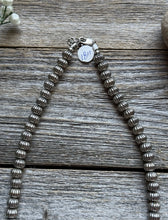 Load image into Gallery viewer, Sterling Silver Stamped Corrugated Pearls Bead Necklace. 18 inch