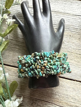 Load image into Gallery viewer, Blue Turquoise Nuggets 7 Inch Stretch Elastic Stretchy Bead Bracelet Gift