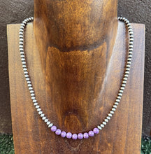 Load image into Gallery viewer, Purple 4mm Sterling Silver Pearls Choker Bead Necklace. 16 Inch. Gift