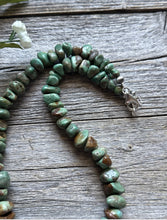 Load image into Gallery viewer, Sterling Silver Green Graduated Turquoise Nuggets Bead Necklace 18 inch