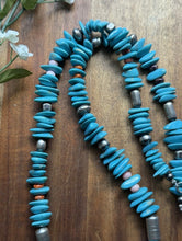 Load image into Gallery viewer, Sterling Silver Multi Stone Turquoise Nuggets Pearls Bead Necklace 26 Inch