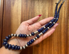 Load image into Gallery viewer, Navajo sterling silver lapis bead necklace 26 inch