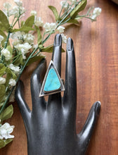 Load image into Gallery viewer, Native American Sterling Silver Turquoise Adjustable Ring. K Yazzie