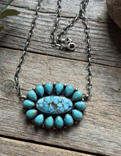 Load image into Gallery viewer, Navajo Sterling Silver Blue Turquoise Cluster Adjustable Chain Necklace PJ