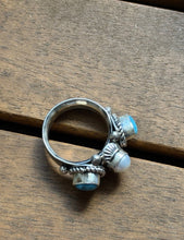 Load image into Gallery viewer, Native American Sterling Silver Freshwater Pearl Turquoise Ring Size 8