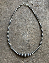 Load image into Gallery viewer, 4mm - 8mm Single Graduated Sterling Silver Oxidized Pearls Bead Necklace 14 Inch