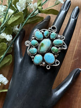 Load image into Gallery viewer, Native American Sterling Silver Blue Turquoise Ring. Size 9.5 Geneva