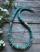 Load image into Gallery viewer, Southwestern 925 Sterling Silver Turquoise Bead Necklace. 22 inch