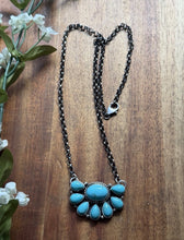 Load image into Gallery viewer, Navajo Sterling Silver Turquoise Cluster Chain Necklace Marcella James