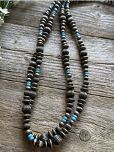 Load image into Gallery viewer, 60 Inch Sterling Silver Pearls Turquoise Bead Necklace