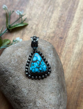 Load image into Gallery viewer, Navajo Sterling Silver Kingman Spiderweb Turquoise Pendant H Piasso