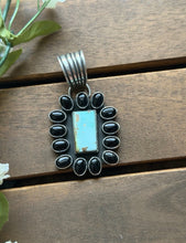 Load image into Gallery viewer, Navajo Sterling Silver Black Onyx Turquoise Cluster Pendant  La Rose