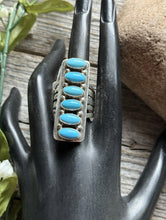 Load image into Gallery viewer, Native American Sterling Silver Blue Turquoise Ring. Size 9.5 Travis J