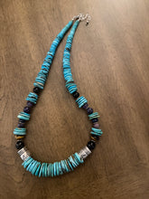 Load image into Gallery viewer, Sterling silver blue  turquoise graduated necklace 22 inch