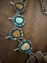 Load image into Gallery viewer, Navajo sterling silver royston cluster squash blossom necklace