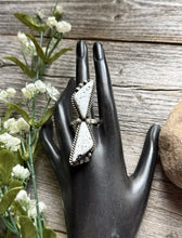 Load image into Gallery viewer, Navajo Sterling Silver White Buffalo Turquoise Adjustable Ring AM