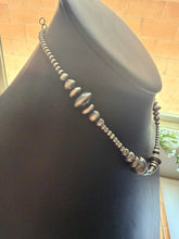 Load image into Gallery viewer, Multi graduated sterling silver flat bead necklace
