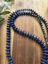 Load image into Gallery viewer, Long Sterling Silver Graduated Blue Lapis Turquoise Bead Necklace. 36 inch
