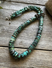 Load image into Gallery viewer, Southwestern 925 Sterling Silver Turquoise Heishi Bead Necklace 24 inch