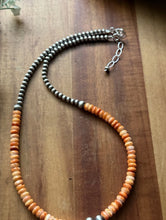 Load image into Gallery viewer, Sterling Silver Orange Spiny Oyster W Multi Bead Pearls Necklace. 18 Inch. Gift
