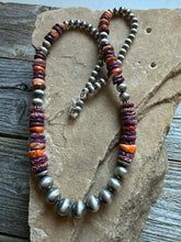 Load image into Gallery viewer, Sterling silver purple orange spiny oyster necklace 22 inch