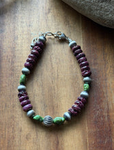 Load image into Gallery viewer, Purple Spiny Oyster Sonoran Gold Turquoise Sterling Silver Pearls Bead Bracelet