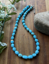 Load image into Gallery viewer, Sleeping Beauty Turquoise Sterling Silver Nuggets Bead Necklace 18 inch Gift
