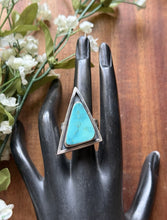 Load image into Gallery viewer, Native American Sterling Silver Turquoise Adjustable Ring. K Yazzie
