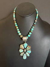 Load image into Gallery viewer, Navajo sterling silver number 8 turquoise  pendant necklace Ky