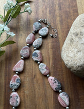 Load image into Gallery viewer, Sterling Silver Rhodochrosite Pearls Bead Necklace. 18 inch. Gift