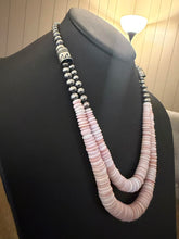 Load image into Gallery viewer, Sterling silver pink conch multi strand necklace 24 in