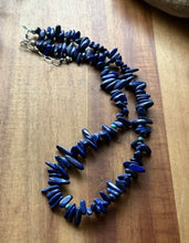 Load image into Gallery viewer, Sterling Silver Lapis Nuggets Turquoise Bead Necklace. 18 inch. Gift