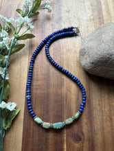 Load image into Gallery viewer, Sterling Silver Blue Lapis Turquoise Nuggets Bead Necklace 18 inch Gift