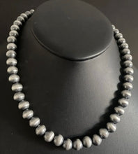 Load image into Gallery viewer, 10mm 24 Inch 925 Sterling Silver Oxidized Pearls Bead Necklace Southwestern