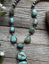 Load image into Gallery viewer, Navajo Sterling Silver Royston Turquoise Chain Lariat Bead Necklace K Yazzie