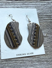 Load image into Gallery viewer, T and R Singer Native American Sterling Silver Gold Filled Earrings. 2.25 Inch