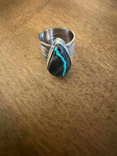 Load image into Gallery viewer, Navajo sterling silver  blk jack turquoise ring adjustable