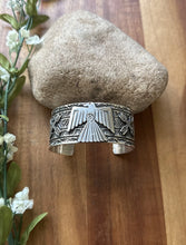 Load image into Gallery viewer, Tsosie White TO Sterling Silver Thunderbird Cuff Bracelet Navajo Gift
