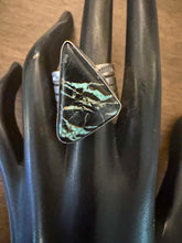 Load image into Gallery viewer, Navajo sterling silver  blk jack turquoise ring adjustable
