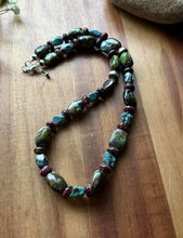 Load image into Gallery viewer, Sterling Silver Turquoise Nuggets Purple Spiny Oyster Bead Necklace. 20 Inch
