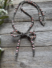 Load image into Gallery viewer, Bow Sterling Silver Multi Graduated Pink Conch Pearls Bead Necklace 24 inch Gift