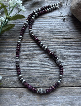 Load image into Gallery viewer, Southwestern Sterling Silver Purple Spiny Oyster Pearls Bead Necklace 18 inch