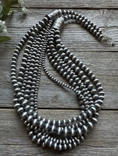 Load image into Gallery viewer, 4,5,6,7,8 Multi Strand 925 Sterling Silver Oxidized Pearls Bead Necklace 24 Inch